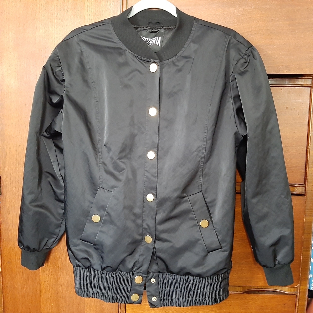 Victoria's Secret Sport Black Satin Bomber Jacket